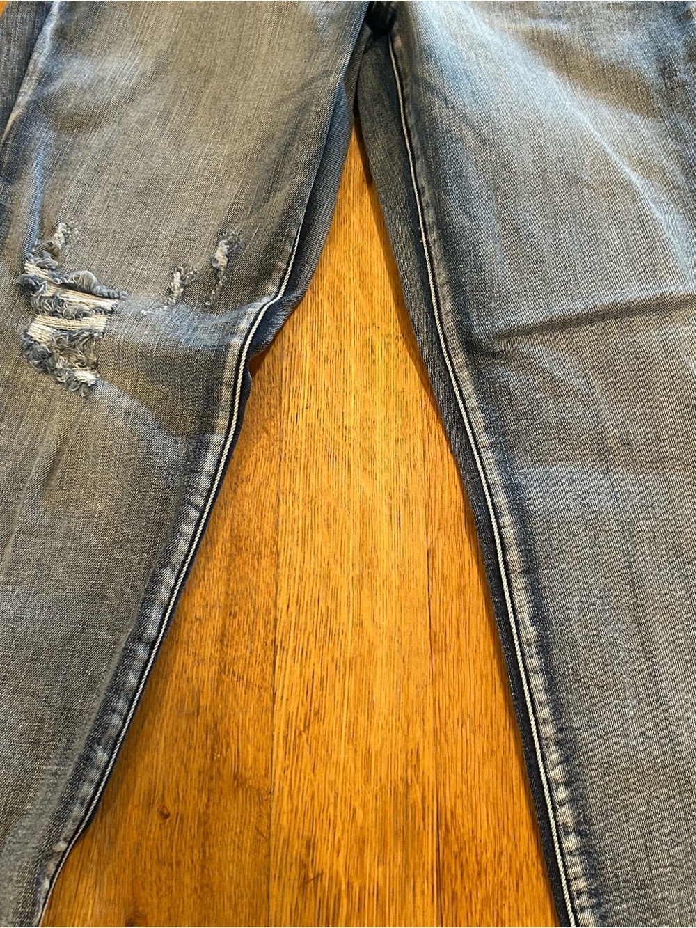 Judy Blue Grey Distressed Skinny Jeans with Button-Fly - Picture 3 of 8